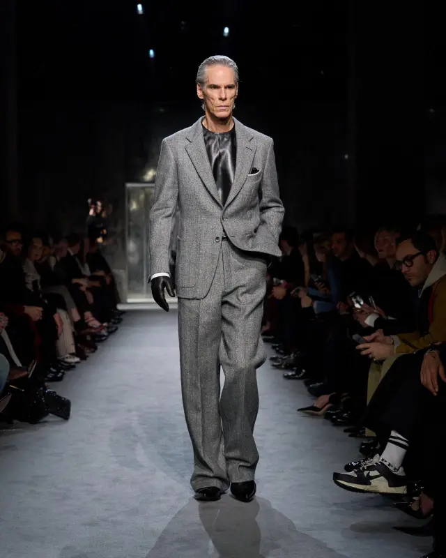 SHARKSKIN HERRINGBONE DOUBLE SPLITTABLE PANT BLACK AND WHITE online